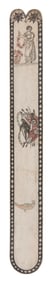 POLYCHROME SCRIMSHAW WHALEBONE BUSK 19th Century Length 13".