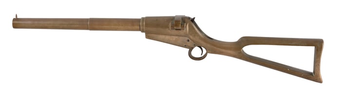 WILLIAM LEWIS BRASS HARPOON GUN 19th Century Total length 35.5".