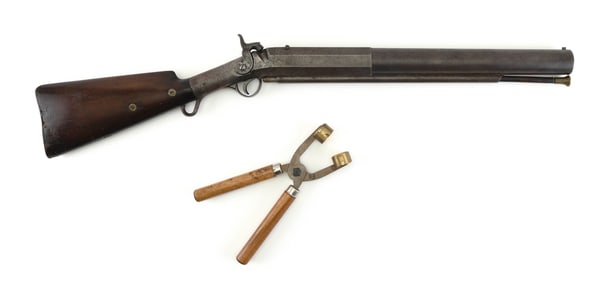 HARPOON GUN WITH BULLET MOLD Second Half of the 19th Century Length 35.5".