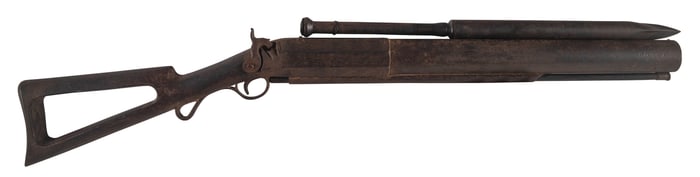 BRAND NO. 3 SHOULDER GUN WITH COMPATIBLE BOMB LANCE 19th Century Length 39.75".