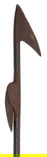 SINGLE-FLUE WHALING IRON Early 20th Century Length 30.25".: SINGLE-FLUE WHALING IRONEarly 20th CenturyMovable barb on shaft.Length 30.25". Provenance:The Collection of Bob and Nina Hellman, Nantucket, Massachusetts. Additional information about this lot may
