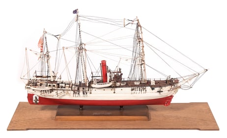 CASED MODEL OF THE STEAMSHIP "BEAR" Late 19th/Early 20th Century Case height 22". Length 35.5".