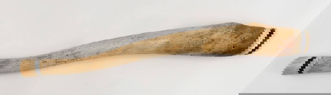 OOSIK WITH WALRUS IVORY AND BALEEN CAPS 19th Century Length 19.75".: OOSIK WITH WALRUS IVORY AND BALEEN CAPS19th CenturyUsed as a seal hunting club.Length 19.75".