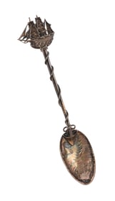 RARE GORHAM MFG. CO. STERLING SILVER NEW BEDFORD WHALING CITY SOUVENIR TEASPOON, Providence, Rhode
