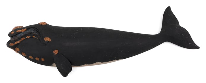 ROGER MITCHELL RIGHT WHALE PLAQUE Massachusetts, Contemporary Length 28".