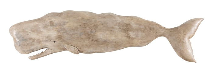 ROGER MITCHELL WHITE SPERM WHALE PLAQUE Massachusetts, Contemporary Length 36".