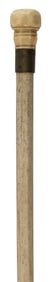 WHALEBONE CANE WITH INSET 1856 COIN 19th Century Length 38".