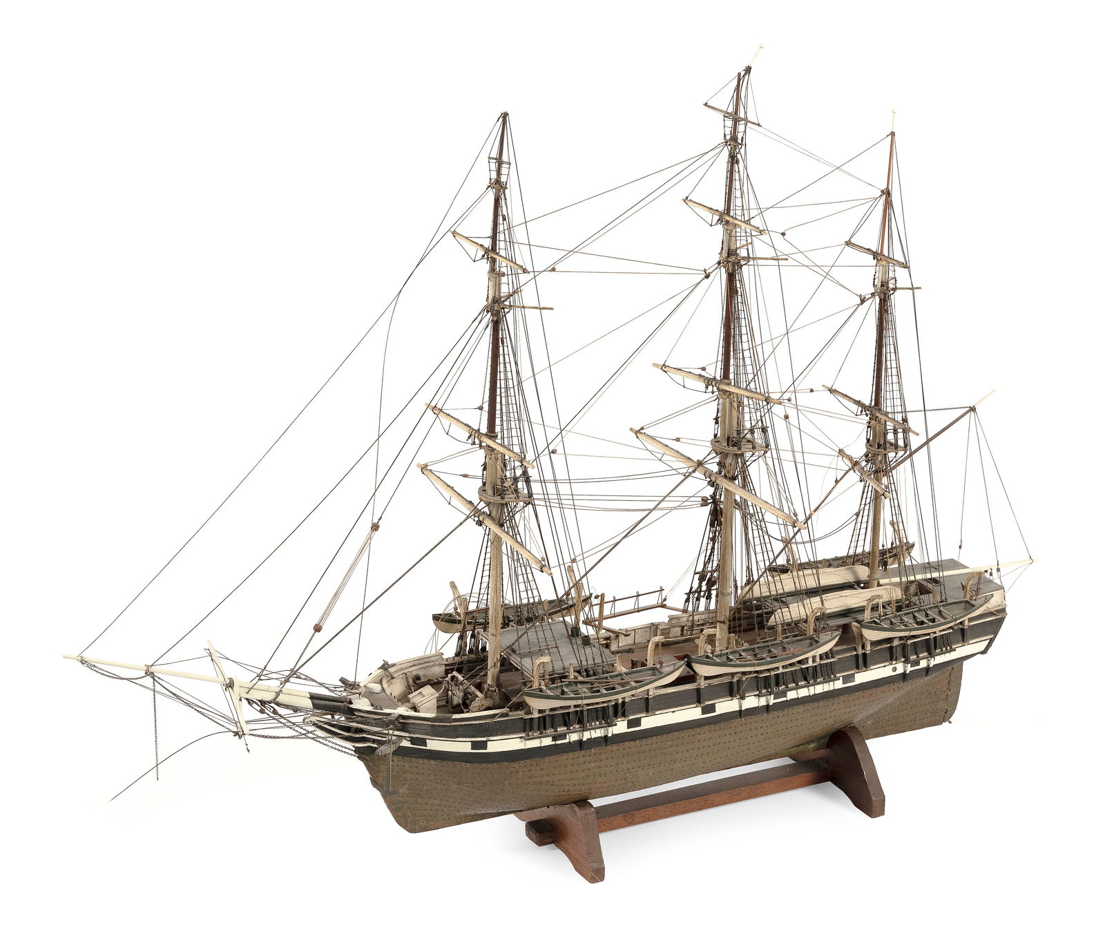 MODEL OF THE WHALESHIP "ALICE MANDELL" Early 20th Century Height on cradle approx. 25.75". Length (1 of 6)