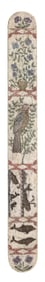 POLYCHROME SCRIMSHAW WHALEBONE BUSK WITH WHALING SCENES AND OTHER IMAGERY 19th Century Length 13.5".