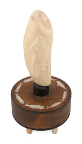 WILLIAM STOKES RELIEF-CARVED WHALE'S TOOTH Tooth length 8". Total height 12.75".