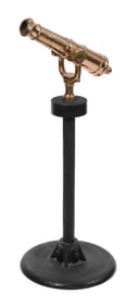 BRONZE CANNON 19th Century or Earlier Cannon height 10". Total height 38". Barrel length 18.25".
