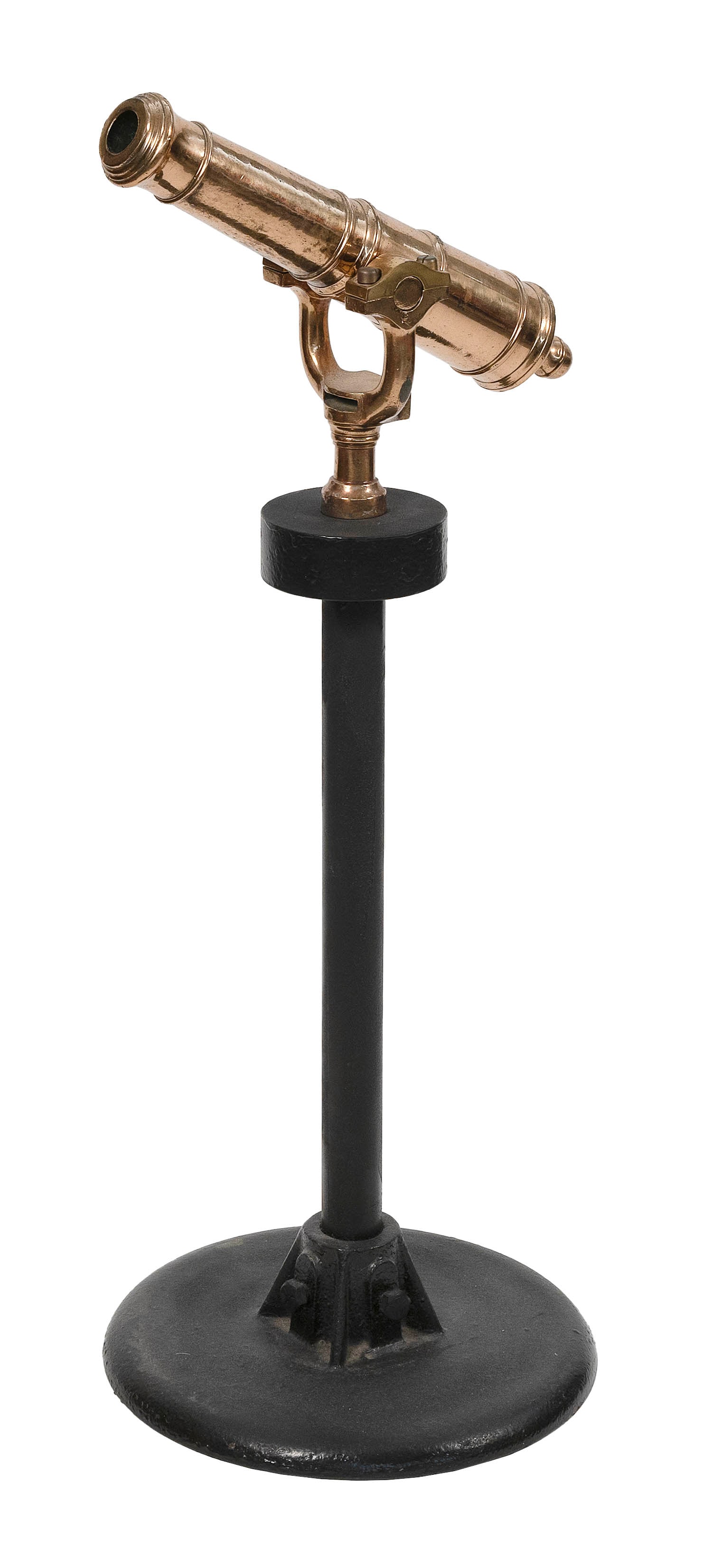 BRONZE CANNON 19th Century or Earlier Cannon height 10". Total height 38". Barrel length 18.25". (1 of 2)