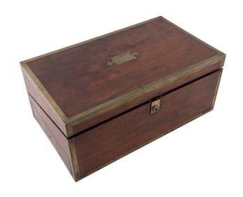 BRASS-BOUND MAHOGANY CAMPAIGN LAP DESK Early 19th Century Height 7.5". Width 18". Depth 10.5".