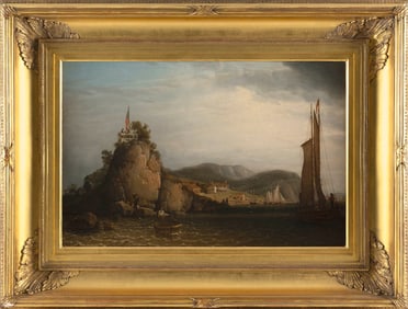 ROBERT SALMON (Massachusetts, 1775-1844), "Squantam Rock", Oil on panel, 16.5" x 24". Framed 25.5" x