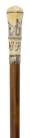 CANE WITH PIQUE HANDLE 17th Century Length 33.25".