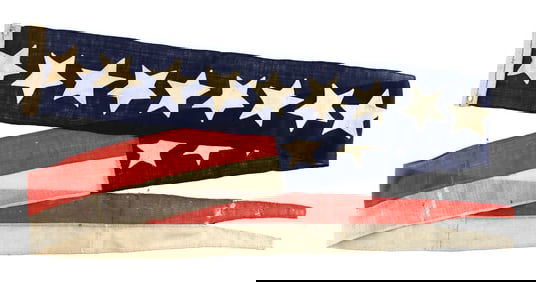 THIRTEEN-STAR COMMISSIONING SWALLOWTAIL PENNANT 19th Century Approx. 11'9".