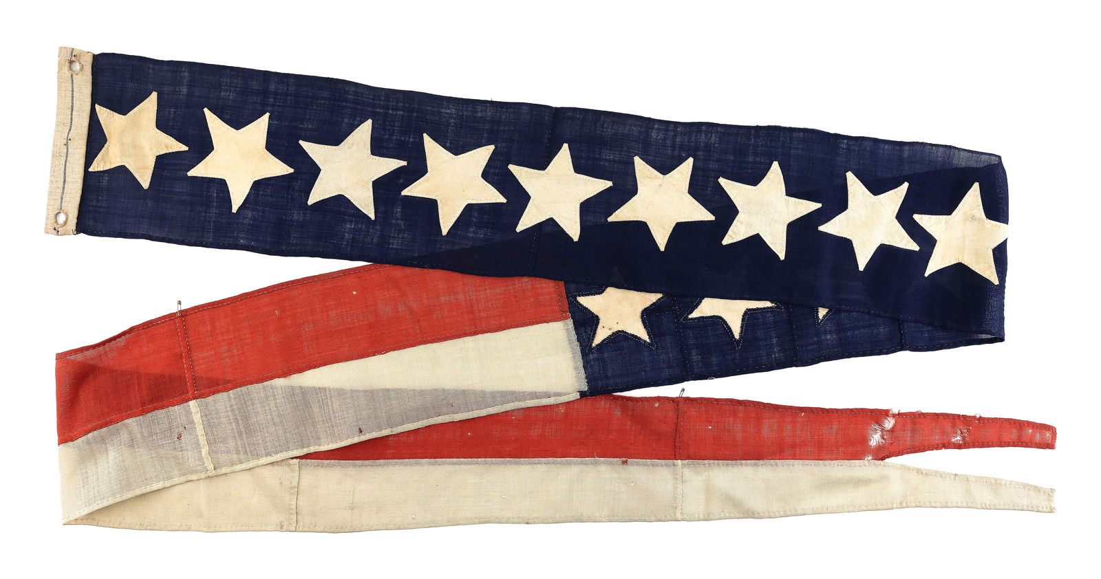 THIRTEEN-STAR COMMISSIONING SWALLOWTAIL PENNANT 19th Century Approx. 11'9". (1 of 1)