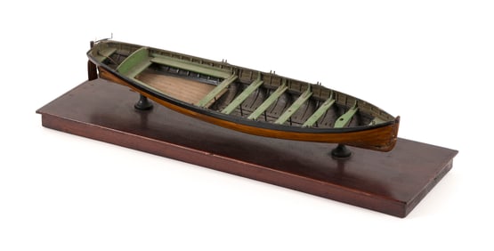 RARE PLANK-ON-FRAME MODEL OF A SHIP'S DORY Probably England, 19th Century Total height 3.5". Length