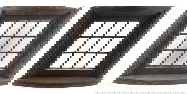 PAIR OF WINDOWS, POSSIBLY FROM THE STERN OF A VESSEL 19th Century Heights approx. 25.5". Widths: PAIR OF WINDOWS, POSSIBLY FROM THE STERN OF A VESSEL19th CenturyTwelve-pane leaded glass in wooden frames.Heights approx. 25.5". Widths approx. 26.5".