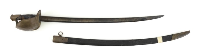 U.S. CIVIL WAR NAVAL CUTLASS 19th Century Length of blade 26". Total length 32".