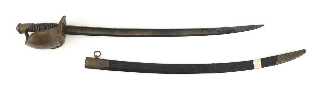 U.S. CIVIL WAR NAVAL CUTLASS 19th Century Length of blade 26". Total length 32".: U.S. CIVIL WAR NAVAL CUTLASS19th CenturyIncludes leather scabbard.Length of blade 26". Total length 32".