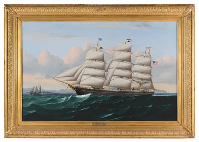 WILLIAM GAY YORKE (Canada/England/New York, 1817-1892), The three-masted vessel John Patten, flying