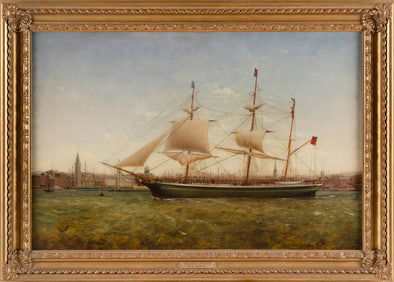 WILLIAM KIMMINS MCMINN (California/United Kingdom, 1820-1898), Barque James Langton entering an