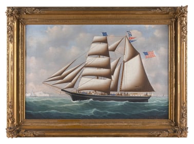 JOHN FREDERICK LOOS (Belgium, Circa 1861-1895), Portrait of the brig Helen A. Holmes, Oil on canvas,