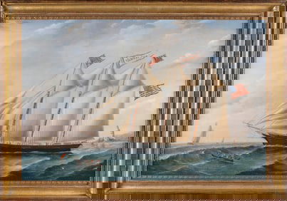 JOSEPH B. SMITH (New York/New Jersey, 1798-1876), Portrait of the schooner Nameaug., Oil on canvas,