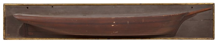 MOUNTED BUILDER'S HALF HULL MODEL OF A LARGE SAILING VESSEL 19th Century Backboard 11.75" x 62.5".