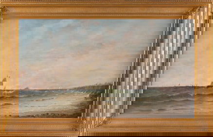 JOHN WELLS STANCLIFF (Connecticut, 1814-1879), Coast of Newport, Rhode Island., Oil on cradled