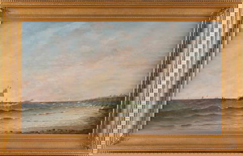 JOHN WELLS STANCLIFF (Connecticut, 1814-1879), Coast of Newport, Rhode Island., Oil on cradled: JOHN WELLS STANCLIFFConnecticut, 1814-1879Coast of Newport, Rhode Island. Signed lower left "J.W. Stancliff".Oil on cradled panel, 19.75" x 35.75". Framed.