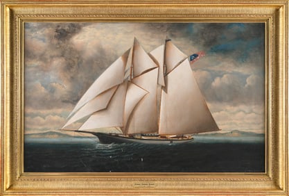 ATTRIBUTED TO ELISHA TAYLOR BAKER (New York/Connecticut, 1827-1890), Sailing off the coast., Oil on