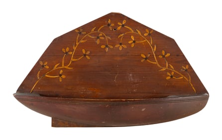 BEAUTIFULLY INLAID BOAT HULL WALL POCKET America, Third Quarter of the 19th Century Height 11".