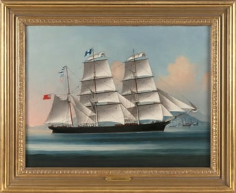 CHINESE SCHOOL (19th Century,), "The Osaka off Hong Kong"., Oil on canvas, 18" x 23.5". Framed 24" x