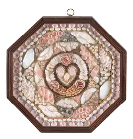 SAILOR'S VALENTINE 19th Century Case 13.5" x 13.5".