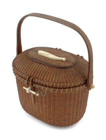 STANLEY M. ROOP NANTUCKET BASKET PURSE Nantucket, Massachusetts, 20th Century Height 8.5".