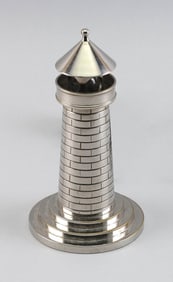 CAST METAL LIGHTHOUSE-FORM LAMP 20th Century Height 7.5".