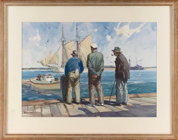 GORDON HOPE GRANT (New York/California/United Kingdom, 1875-1962), Waiting at the dock., Watercolor