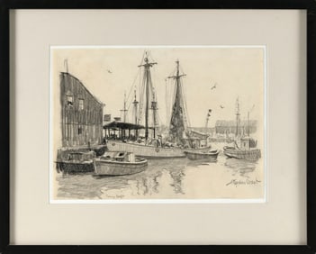 GORDON HOPE GRANT (New York/California/United Kingdom, 1875-1962), "Fishing Craft"., Pencil on