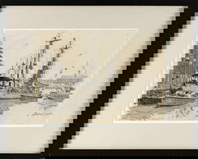 GORDON HOPE GRANT (New York/California/United Kingdom, 1875-1962), "Fishing Craft"., Pencil on: GORDON HOPE GRANTNew York/California/United Kingdom, 1875-1962"Fishing Craft". Signed lower right "Gordon Grant". Titled lower left. Inscribed faintly lower right "Gloucester 1945".Pencil on paper, 10
