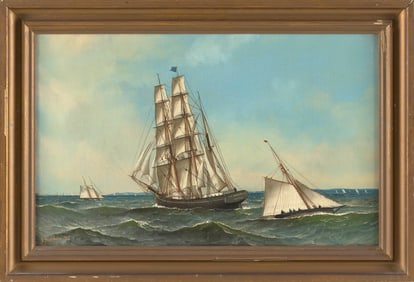 ANTONIO NICOLO GASPARO JACOBSEN (New York/New Jersey/Denmark, 1850-1921), The three-masted J.H.