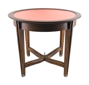 MAHOGANY TABLE FROM THE SHIP "LIBERTE" 20th Century Height 21.5". Top diameter 27".