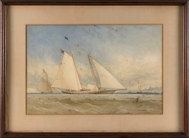 THOMAS SEWELL ROBBINS (United Kingdom, 1810-1880), The yacht America., Watercolor, 14" x 20.75"