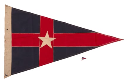 NEW YORK YACHT CLUB BURGEE AND A 14KT YELLOW GOLD BURGEE PIN Early 20th Century Burgee 16.25" x