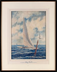 JESSE HARRISON MASON (Maryland, 1891-1969), "Lusty Loon III"., Watercolor on paper, 18.25" x 13.25"