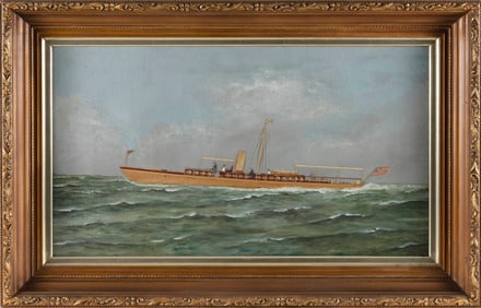 THOMAS (T.W.) WILLIS (New York/Denmark, 1850-1925), Cornelius Vanderbilt's steam yacht Mirage., Oil