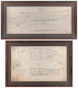 PAIR OF WILLIAM STARLING BURGESS SHIP PLANS Early 20th Century 22.5" x 35.5" and 17.75" x 42.5"