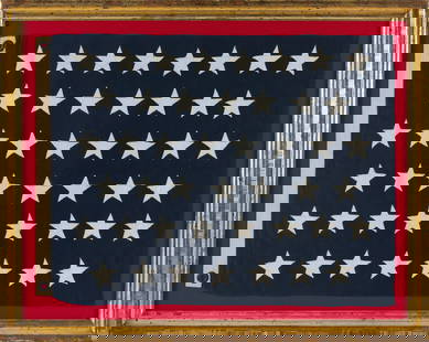 FORTY-FIVE STAR UNION JACK Late 19th/Early 20th Century Framed 24" x 30.5".: FORTY-FIVE STAR UNION JACKLate 19th/Early 20th CenturyFramed 24" x 30.5".