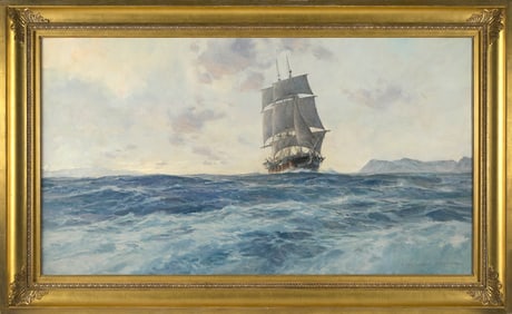 CHRISTOPHER BLOSSOM (Connecticut, 1956-), "The Bark Superior in the Bering Strait"., Oil on canvas,